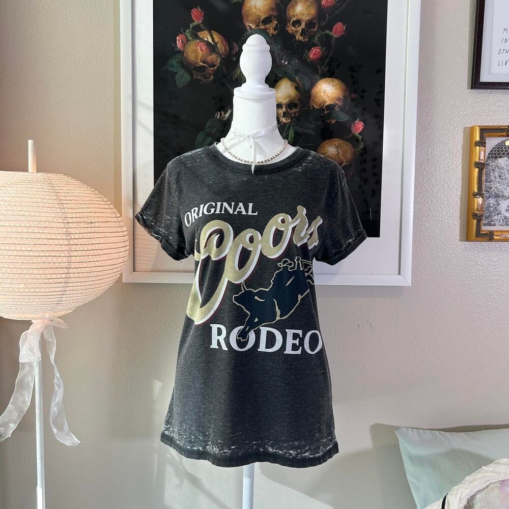 Coors Banquet rodeo gray burnout graphic tee S